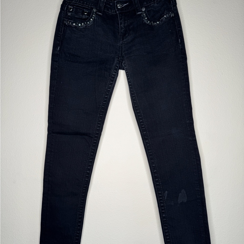 Miss Me Black Skinny Jeans with Distressed Details